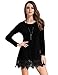Match Women's Long Sleeve Lace Loose Stitching Trim Casual Dress