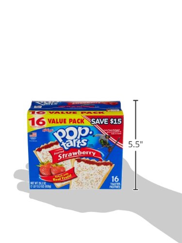 KELLOGG’S POP-TARTS FROSTED STRAWBERRY TOASTER PASTRIES – FUN BREAKFAST FOR KIDS, VALUE PACK (16 COUNT)
