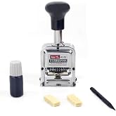 Self Inking Number Stamp Yipgou 7 Digits Automatic Numbering Machine Metal Number Stamps Kit Home Office School Desktop Stationery for Numbering Consecutive, Duplicate with Digit Pen and Ink Pad