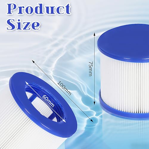 Luazuri Replacement Filter Cartridges for Spa Filter, Whirlpool Filter for Inflatable Hot Tubs & Massage Pools Compatible with All Relxtime, Alexo, Wejoy, Aquaspa Hot Tub (4 Filters + 2 Filter Bags)