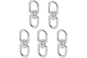 M5 Stainless Steel Double Ended Swivel Eye Hooks, 5 Pack, 304 Material, Heavy Duty, 130kg Load Capacity, for Marine Boating M