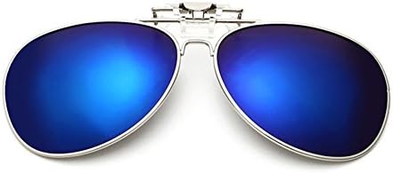 Clip On Flip Up Sunglass for Glasses,UV400 Polarized Mirrored Eyeglass for Myopi Lens,Aviator Style Sunglass