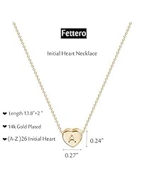 Collar de corazón con inicial de oro de 14 quilates, hecho a mano, delicado, personalizable, para regalo para mujeres y niños