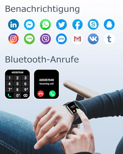 GRV Smartwatch, Unisex Fitness Watch with Heart Rate Monitor, Pedometer, Sleep Monitor, 9 Training Modes