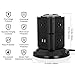 Power Strip Tower,SAFEMORE 6 Outlets Surge Protector with 4 USB(5V/4.2A/21W),Desktop Charging Station with 6.5ft Cord,1050J,Overload Protection,Widely Spaced Outlets Tower Socket for Office(Black)