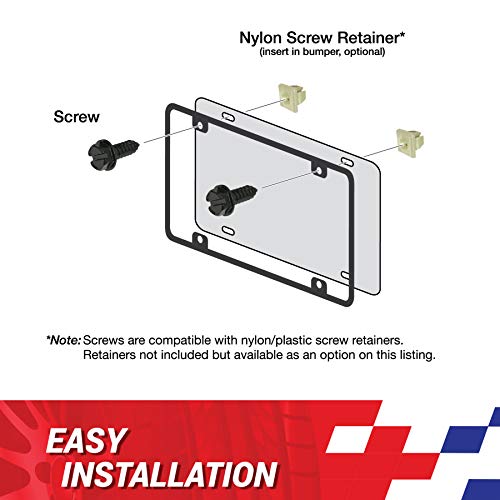 Black License Plate Screws Kit Set of 8 Fasteners For Front and Back License Plates and