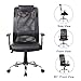 LCH Mesh Office Chair High-Back PU Leather Home Computer Desk Chair Executive Ergonomic Swivel Chair Padded Headrest Lumbar Support Adjustable Arms(Black)
