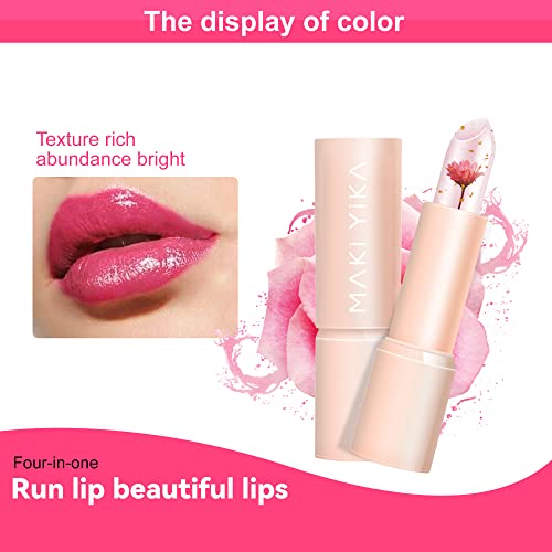 Flower Lip Balm,Color Changing Lip Gloss Tint Stain Moisturizer,Magic Flower Jelly Lipgloss Temperature Change Long Lasting Clear Lipstick Unique PH Level of Your Lips,0.13Oz,3Pack (set B)