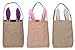 KEFAN 3 Pack Easter Bunny Bags Easter Bunny Baskets Jute Burlap Bunny Ear Tote Bags