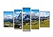 iPainting Split Canvas Painting - Cabin in front of Dolomites Mountain Range in Italy - Natural Landscape Wall Art Framed 5 Panel Set for Home Decoration