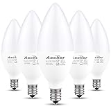 Ascher Classic E12 LED Candelabra Light Bulbs, Equivalent 60W, 550 Lumens, Warm White 2700K, Chandelier Bulb, Non-dimmable, Candelabra Base, Pack of 5