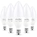Ascher Classic E12 LED Candelabra Light Bulbs, Equivalent 60W, 550 Lumens, Warm White 2700K, Chandelier Bulb, Non-dimmable, Candelabra Base, Pack of 5 primary