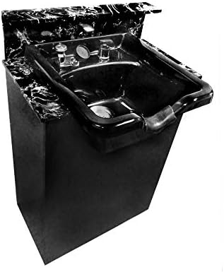 Cultured Granite Countertop Floor Cabinet With Black ABS Plastic Shampoo Bowl For Beauty Salon- eMarkbeauty