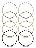 Besteel 3-4 Pairs Stainless Steel Mens Womens Hypoallergenic Large Hoop Earrings Sets for Women 40-60mm