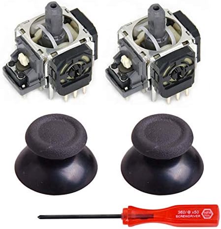 iMinker 3D Analog Joysticks Sensor Module(3 Pin) + Thumbsticks Cap + Philips Screwdriver Tool Replacement Parts for Sony PlayStation 4,PS4 Controller (for PS4-Black)