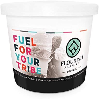Flourish Farms Crispy Cricket High Protein Snacks (Buffalo) - Organically Farmed - Full of Protein, Calcium, Potassium, Iron and B12 - Healthy Snack Alternative - For Human Consumption 8 oz