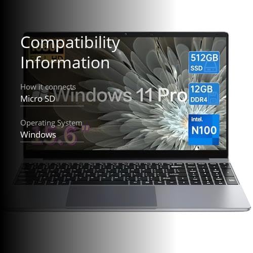 Gezoon 15.6 inch Laptop, 12th Alder Lake N100(Turbo 3.4GHz) Processor,12GB RAM, 512GB SSD, 2K FHD IPS Laptops, 2.4G/5G WiFi, Webcam,Full-Featured Type-C,Ultra-Thin Notebook