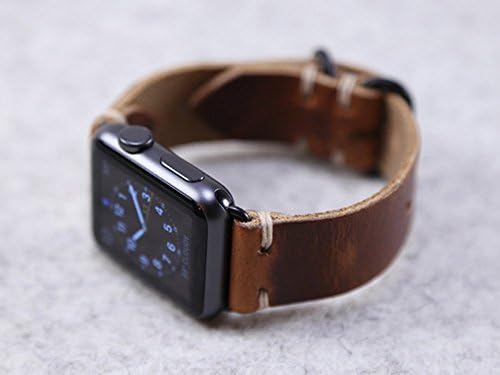 Leather Apple Watch Band, Horween Leather in English Tan Dublin, for 44mm, 42mm, 40mm and 38mm Apple Watches Custom Made to Order
