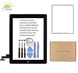 iPad 2 A1395 A1396 A1397 Replacement Screen Digitizer Glass Assembly(Black) - Includes Home Button Camera Holder Pre Installed Adhesive Stickers Bezel Frame and Professional Tool Kit