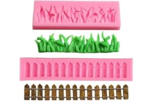 BAOLAILI 3D Grass Fence for Fondant Silicone Mold, Garden Picket Cake Decoration Fence Fondant Mold for Cake Decoration, Cupcake Topper, Polymer Clay, Candy, Chocolate, Soap Wax Making Crafting Project