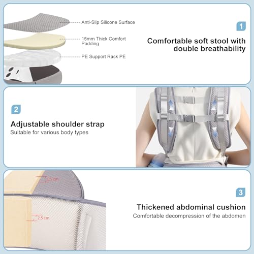 STANEW Baby Carrier Hip Seat & Head Hood, Breathable Detachable Infant Carrier, Adjustable Shoulder Straps, Waist Size up to 120cm for 0-48 Months Baby, Max Load 25kg