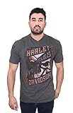 Harley-Davidson Mens Knuckle Scraper Skull V-Neck Charcoal Short Sleeve T-Shirt (Large)