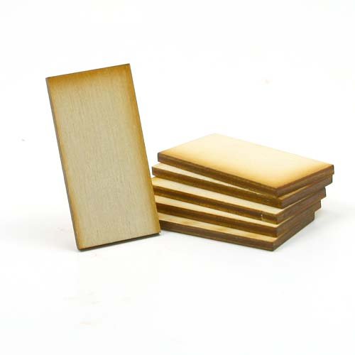 Mylittlewoodshop - Pkg of 12 - Rectangle - 2 inches by 1 inch and 1/8 inch thick unfinished wood(LC-RTSQ01-12)