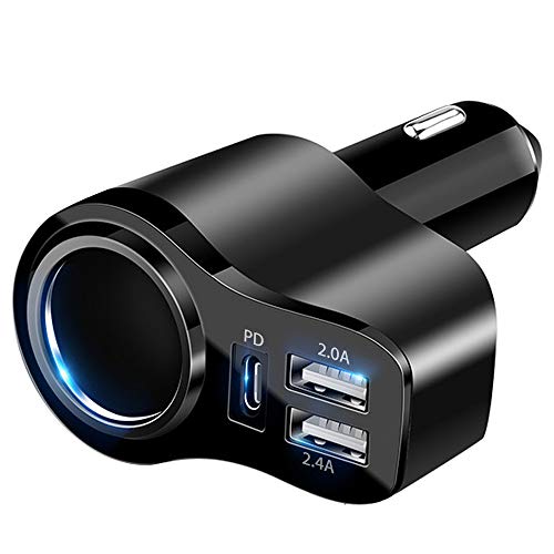 Chargeur Allume Cigare Usb 7A/36W Power Delivery 3.0 3 Ports Allume Cigare Usb Avec Prise Allume Cigare Compatible Avec iPhone 13/12/11/X/8/7/6,iPad Air/Mini, Galaxy S20/S10/S9/S8/S7, Huawei Etc