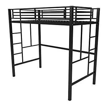 Your Zone Metal Loft Twin Bed by SuperIndoor (Single, Black) (Twin, Black)
