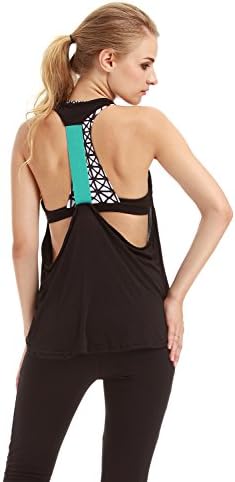 TeeDoc Women Loose Activewear Gym Sport Flowy Open Back Yoga Tank Top Shirt
