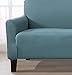Home Fashion Designs Solid Twill Arm Chair Slipcover. One Piece Stretch Chair Cover. Strapless Arm Chair Cover for Living Room. Brenna Collection Slipcover. (Chair, Smoke Blue - Solid)