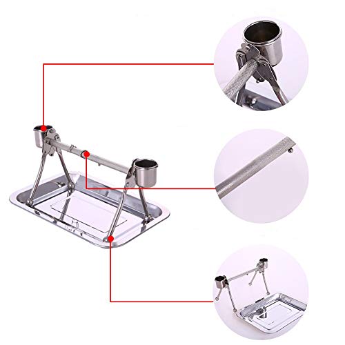 Bird Tabletop Perch Stand Stainless Steel Play Gym Playstand with Cups and Tray for Budgie Parakeet Cockatiel Conure (S)