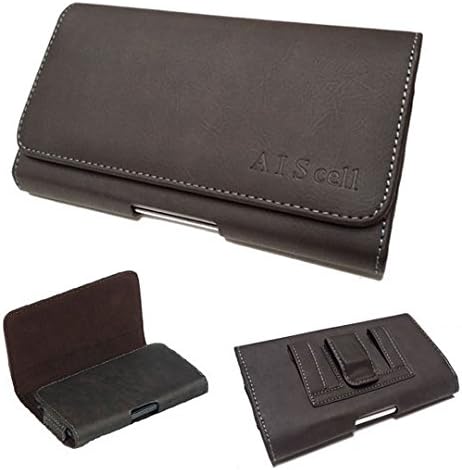 BLU Vivo XL 2 / Vivo XL / Vivo 5R / Vivo 6 Pouch Holster Premium Brown Suede Leather Flap Case Belt Loops Holster (fits Phone+Hybrid Armor Dual Layer Protective Kickstand Skin Case Cover) (BROWN)
