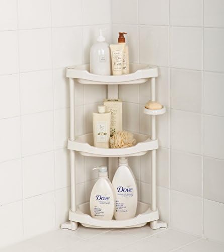 Tenby Living Corner Shower Caddy - 3 Shelf Shower Organizer Caddie With Movab.
