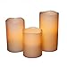 3 Real Wax Flameless Candles with Remote Control- Indoor and Outdoor Battery Operated Flickering LED Flameless Candles- Suitable for Weddings, Parties (Battery not Include)
