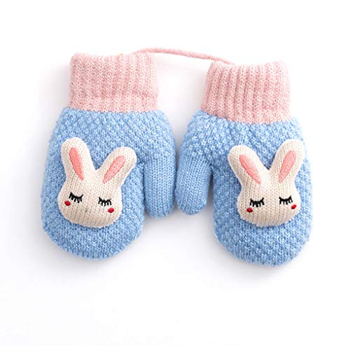 Toddler Baby Knitted Gloves Cute Winter Fleece Ski Mittens Xmas Gift for Kids