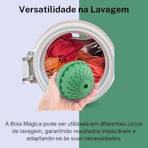 Bola Mágica para Lavar Roupas Remove Fiapos Pelos e Sujeira sem Sabão Econômica Ecológica e Reutilizável – Alta Eficiência Dura até 1500 Lavagens Ideal para Roupas Limpas sem Produtos Químicos