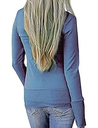 Sundray - Sudadera de punto de manga larga con botones de remache para mujer
