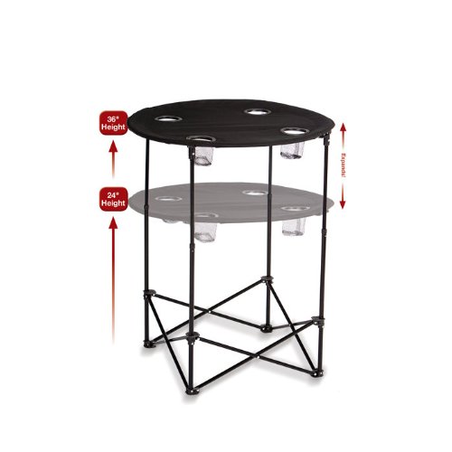Picnic Plus Portable Round Tailgate Table Extends From 24" To 36"