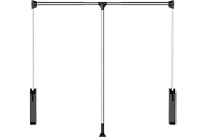 bimiti Pull Down Closet Rod - 30 lbs Load Capacity, Stainless Steel Adjustable 33-47 Inches Soft-Close Wardrobe Rail, Two-way