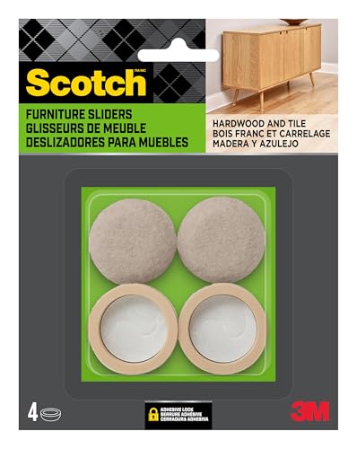 Scotch Copos de feltro, pacote com 6 de 4 protetores de piso de perna de cadeira para pisos de madeira e azulejos