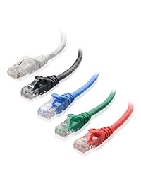 Cable Matters combo de 5 colores, cable de conexión Ethernet sin enganches Cat6, negro, azul, blanco, rojo y verde, Rojo