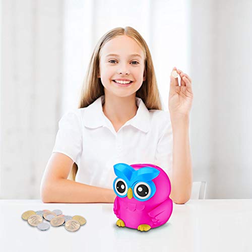 Younion Digital Coin Bank, Automatic Coin Counter Totals All U.S. Coins, Clear Money Saving Jar with LCD Display, Pink