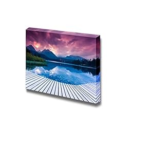 Mountain Lake in National Park High Tatra Dramatic Overcrast Sky Strbske Pleso Slovakia Europe - Canvas Art Wall Art - 12" x 18"