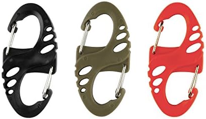 Swatom S-Shape Aluminum Double Carabiner Clip Spring Snap Hook Carabiners with Keyring Keychains Accessories