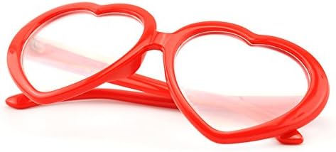 HONY OPTICAL Red Heart Frame Fireworks Glasses - Women Fashion Heart Shaped Eyewear 3D diffraction EDM Rave Prism Glasses- 1pcs Pack
