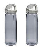 Nalgene Tritan On The Fly Water Bottle, Smoke W/ White Cap Set of 2, 24Oz