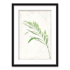 Framed Bamboo Leaf Black Picture Frames White Matting