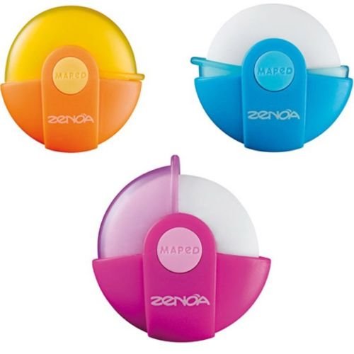 3 X Stylish Maped rotary eraser Zenoa Round fashion rubber School Stationery