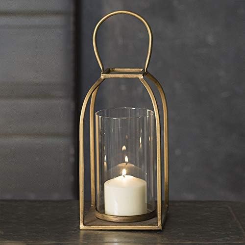 Antique Brass Metal Lantern Candle 